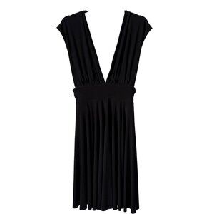 Black Deep V-Neck Dress By White House Black Market Size 4 Pleated Skirt